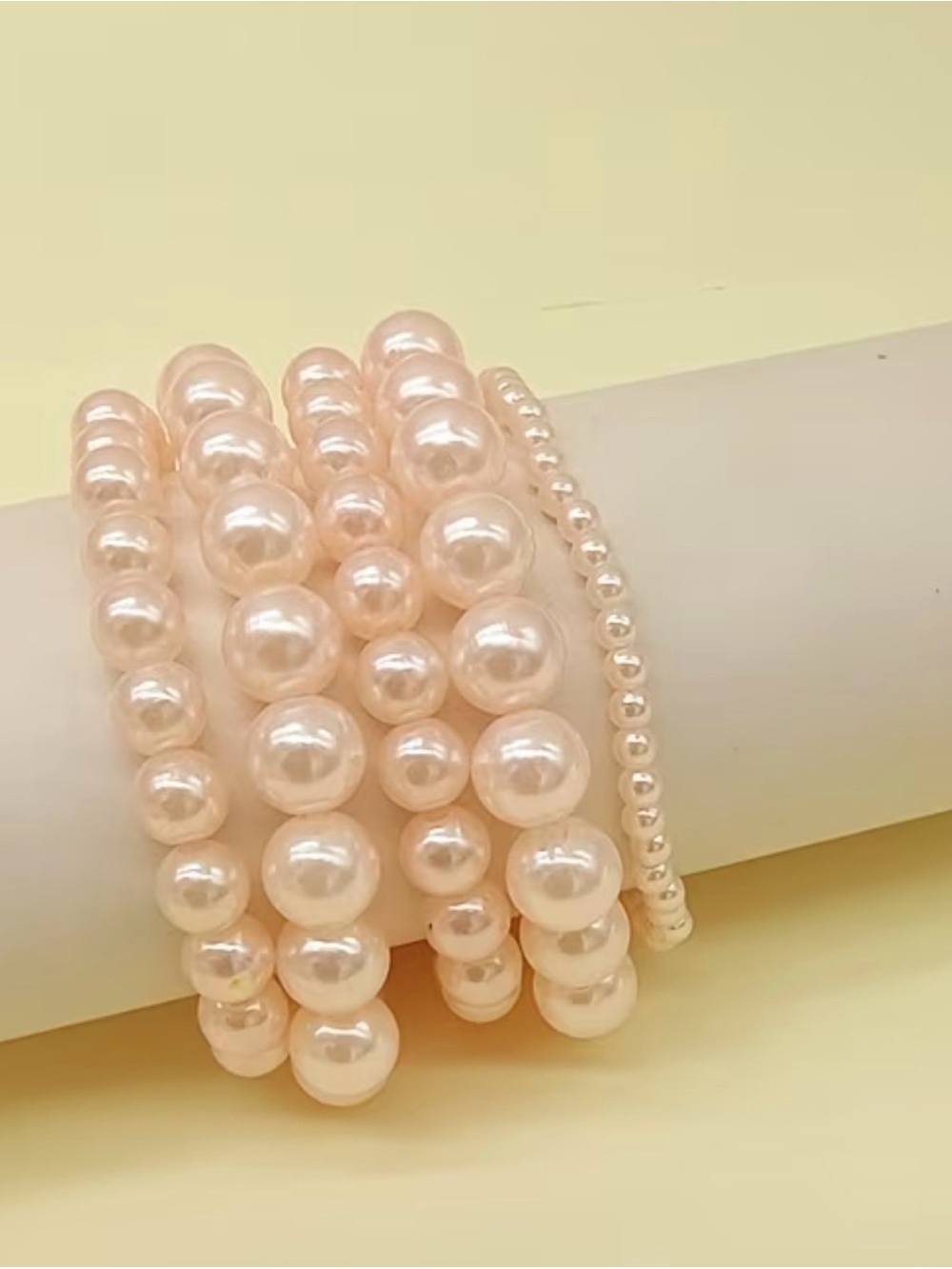 5 pc Pink Pearl Beaded Bracelet Set